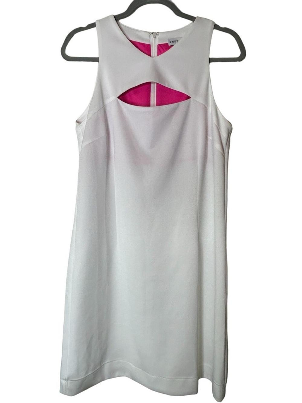 Gretchen Scott white sleeveless cutout shift dress -size Medium
